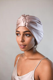 Schlafhaube Seidenturban | Sand, doppellagig 22 Momme | verbesserte Passform, hinten bindbar ohne Gummizug