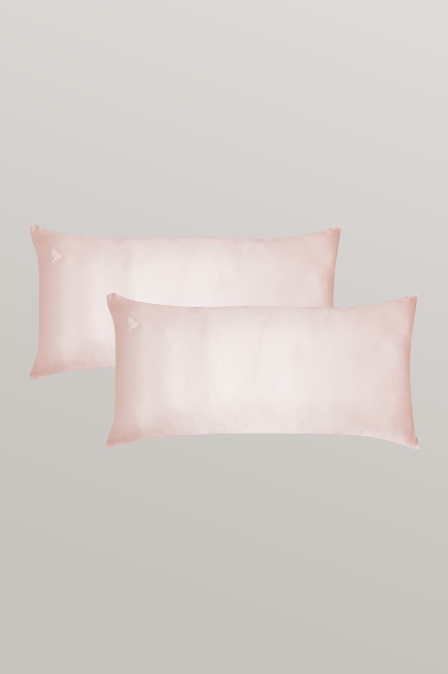 2er Bundle Seidenkissenbezüge in der Größe 40 x 80 cm in zart rosa von Curly N Covered