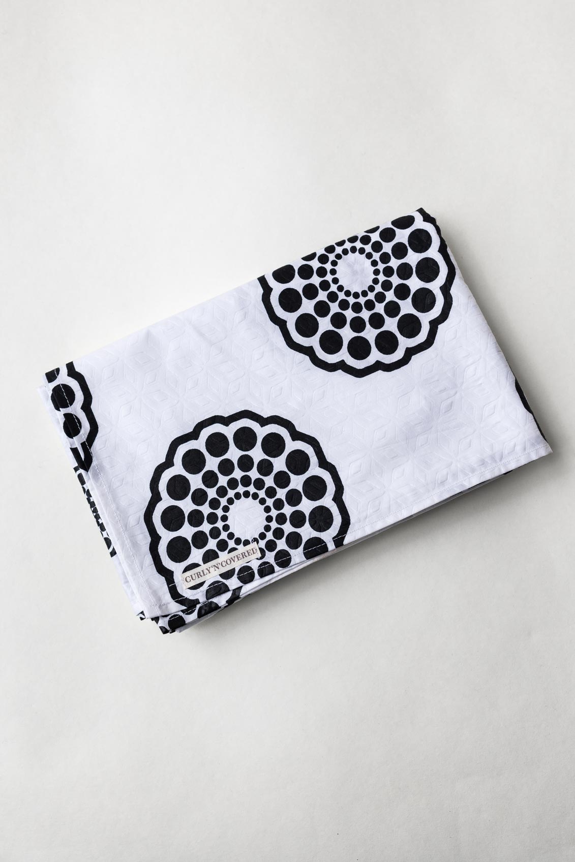 African Headwrap (Cotton) – Seersucker Kopftuch 100% Baumwolle schwarz weiß