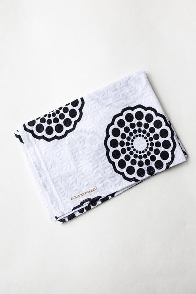 African Headwrap (Cotton) – Seersucker Kopftuch 100% Baumwolle schwarz weiß