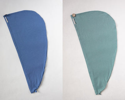 2er Bundle Turban Handtücher von Curly N Covered aus zertifiziertem Bambusstoff  in den Farben Hell Blau und Mint Grün