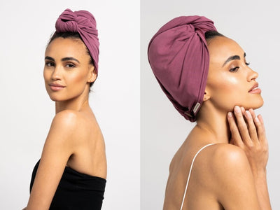 Bundle Haar Handtuch und Turban Handtuch aus Bambus, beides in rot von CURLY N COVERED 