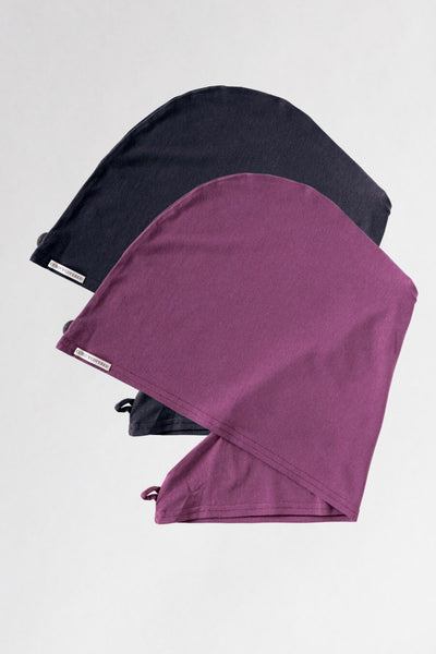 2er Bundle Turban Handtücher von Curly N Covered aus zertifiziertem Bambusstoff  in den Farben Schwarz und Rot