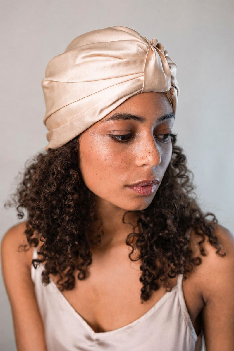 Schlafhaube Seidenturban Soft Peach