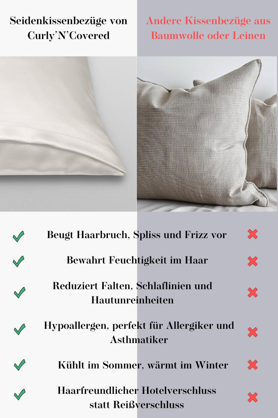 Seidenkissenbezug 40 x 60: Magie für Haut & Haar