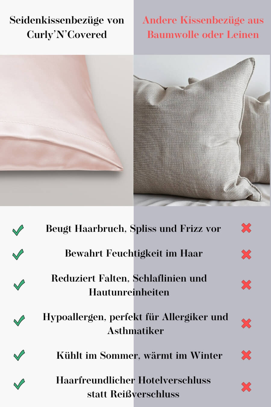 Kissenbezug aus Maulbeerseide fr gesunde Haare