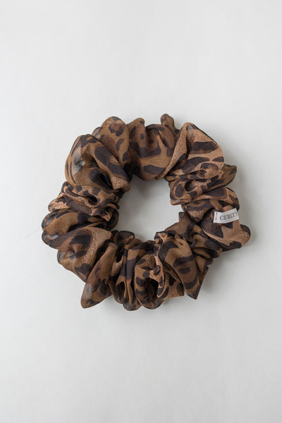 Scrunchie (Silk Chiffon) – Haargummi aus Seidenchiffon – Leopard Print - Baumwollseide
