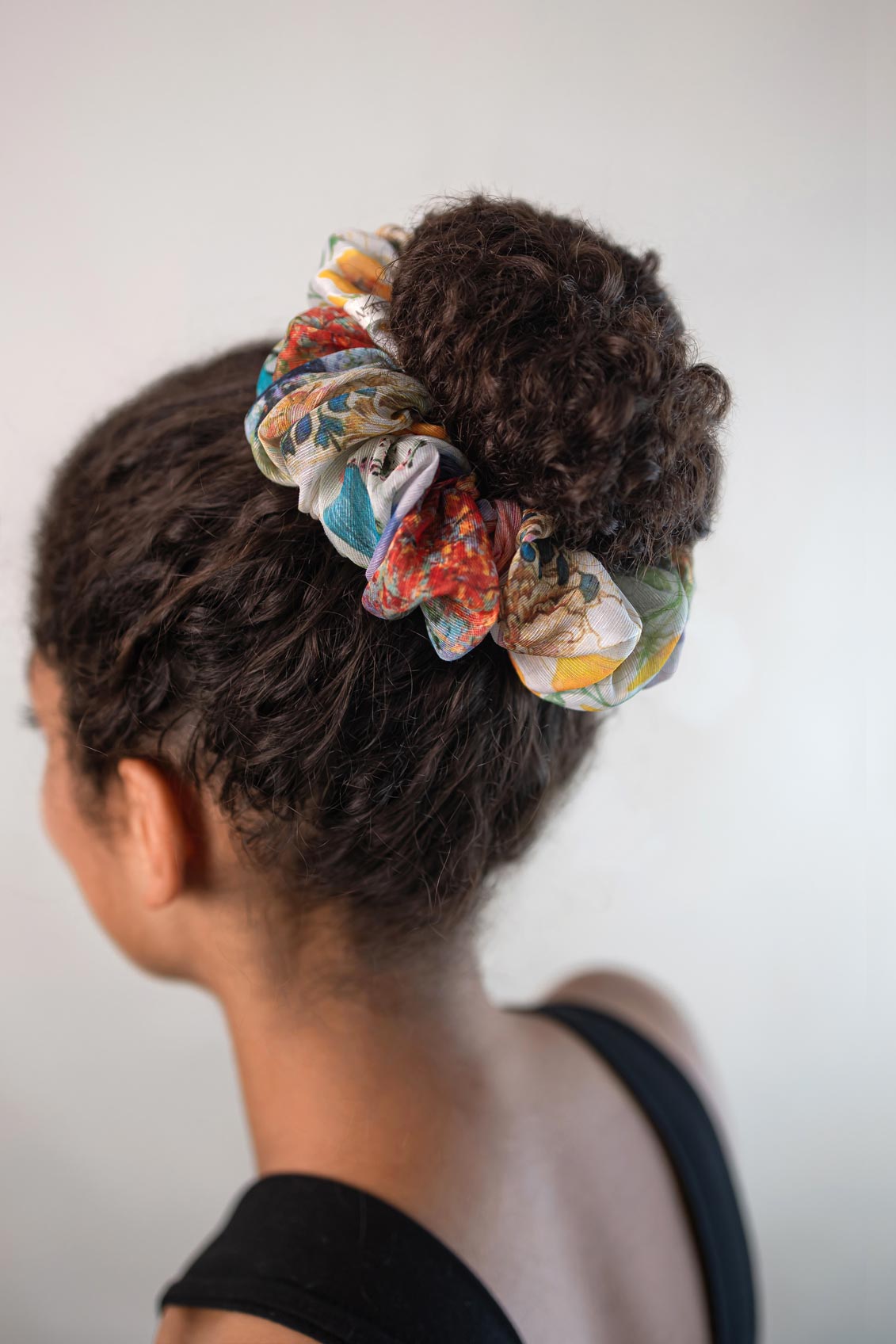 Scrunchie (Linen-Silk) – Haargummi aus Leinen und Seide – Flamingo Print - Linensilk XXL