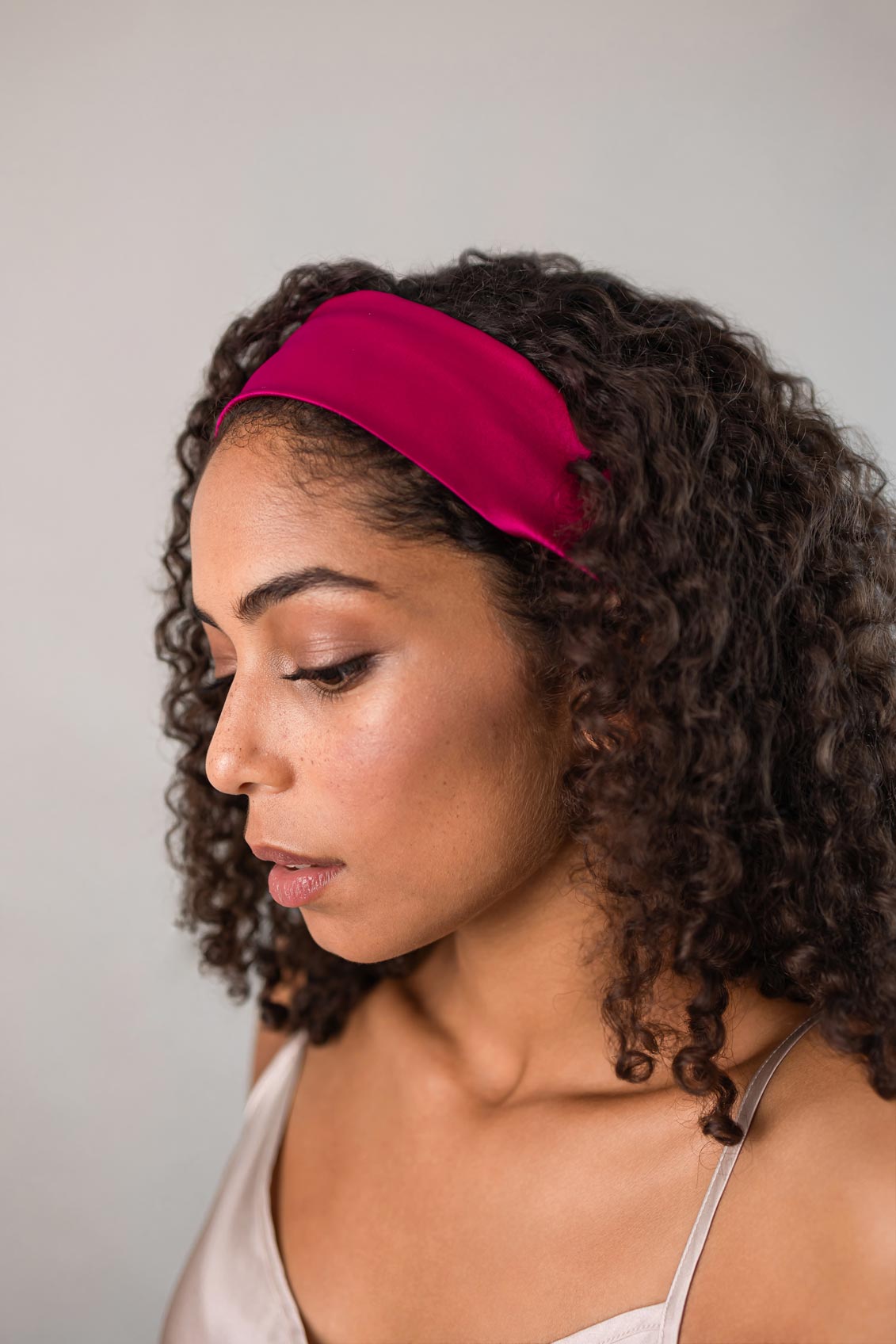 Smooth Headband (Silk) – Glattes Stirnband 100% Seide 22 Momme Grad 6A - 100% Maulbeerseide Magenta / glatt