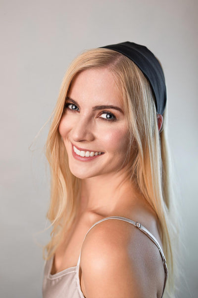 Smooth Headband (Silk) – Glattes Stirnband 100% Seide 22 Momme Grad 6A - 100% Maulbeerseide Schwarz / glatt